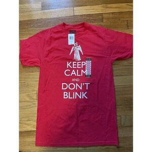 Dr Who Men's Keep Calm And Don't Blink Red T-shirt‎ Size Medium Mens NWT